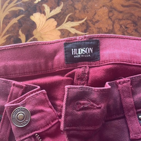 HUDSON waxed stretchy jeans sz28 dirty red - Picture 3 of 4